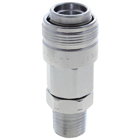 Coupler, Chrome, Automatic, Industrial, 3/8 Body Size, 1/2 Male NPT